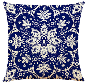 LAMINA寶藏藍宮廷棉麻抱枕-曼陀羅 尺寸:45*45CM 