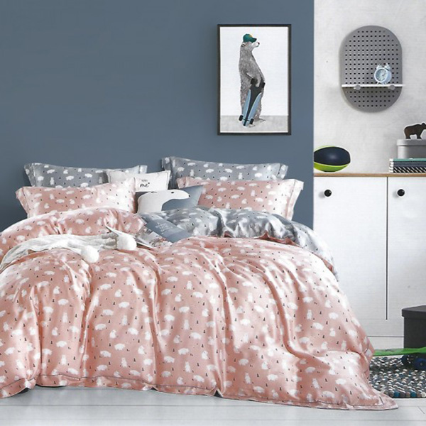 LAMINA  加大 海鹽系女生-粉 100%萊賽爾天絲枕套床包組 100%萊爾賽天絲,枕套床包組,台灣製造, 加大