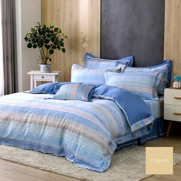 Cozy inn  加大  輕奢線條 300織萊賽爾天絲兩用被套床包組 輕奢線條,100%萊爾賽天絲,兩用被床包組,台灣精緻,雙人,專櫃私花
