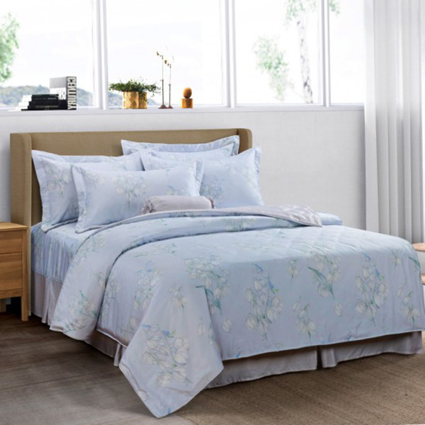 Cozy inn 雙人 香水鈴蘭 300織萊賽爾天絲兩用被套床包組 100%萊爾賽天絲,兩用被床包組,台灣精緻,雙人,專櫃私花,300織,60支