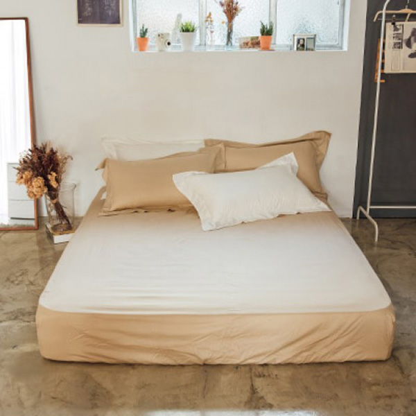 LAMINA  雙人  純色-卡布奇諾 100%精梳棉床包 精梳棉床包,卡布奇諾床包,100%精梳棉床包,台灣製雙人床包,雙人床包