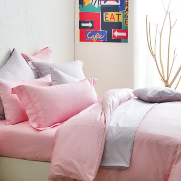 Cozy inn  雙人  極致純色-珠光粉-300織精梳棉薄被套床包組 100%精梳棉,薄被套,被套床包組,精梳棉床包組,珠光粉,雙人