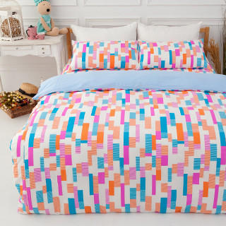 LAMINA 彩帶(藍) 加大 100%純棉床包枕套三件組 