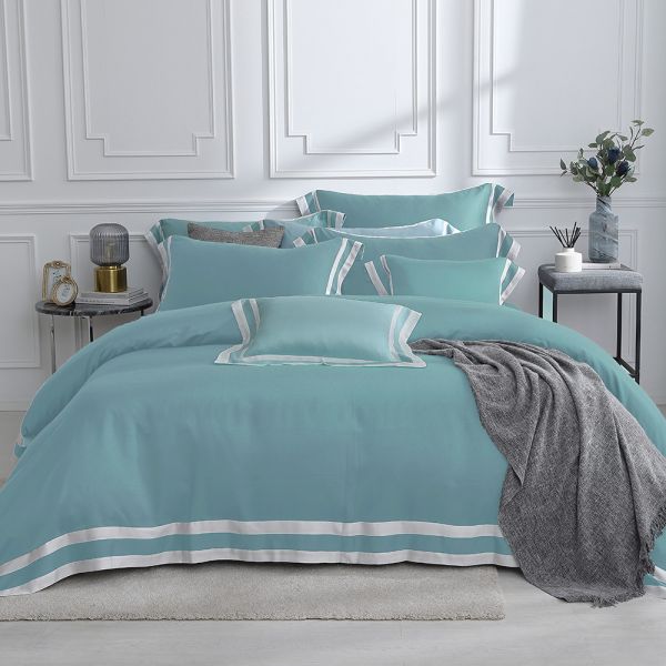 LAMINA 雙人-優雅純色-湖水綠 300織萊賽爾天絲兩用被套床包組 天絲床包組,被套床包組,天絲兩用被套床包組