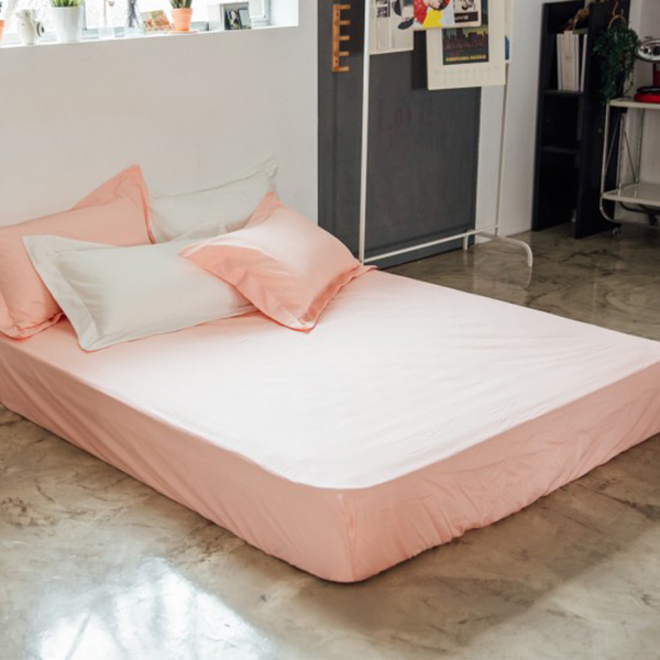 LAMINA  加大  純色-裸粉橘 100%精梳棉床包 精梳棉床包,粉橘床包,100%精梳棉床包,台灣製加大床包,加大床包