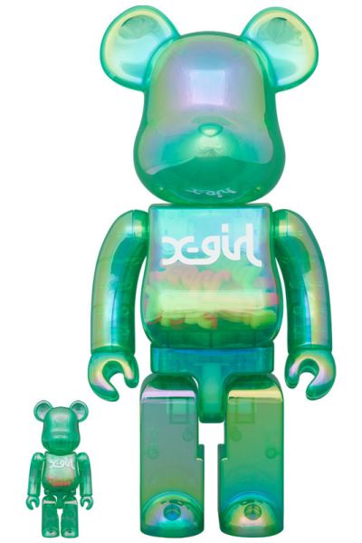 BE@RBRICK X-girl CLEAR GREEN Ver. 100％ & 400％ 