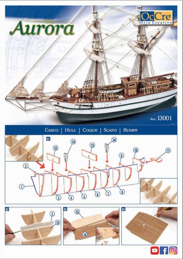 [難度:中] 西班牙OcCre奧克爾 | Aurora 極光號 – 多功雙桅橫帆船 組裝模型 [難度:中] 西班牙OcCre奧克爾 | Aurora 極光號 – 多功雙桅橫帆船 組裝模型