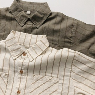 【現貨】日系休閒風！帥帥直條紋襯衫 