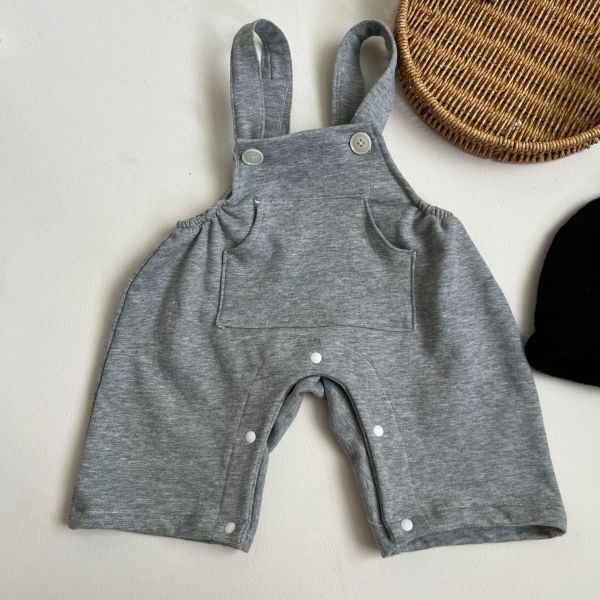 灰色條紋吊帶連身套裝 