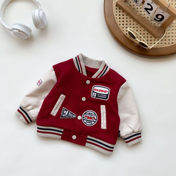 紅色小隊長胸章棒球外套 