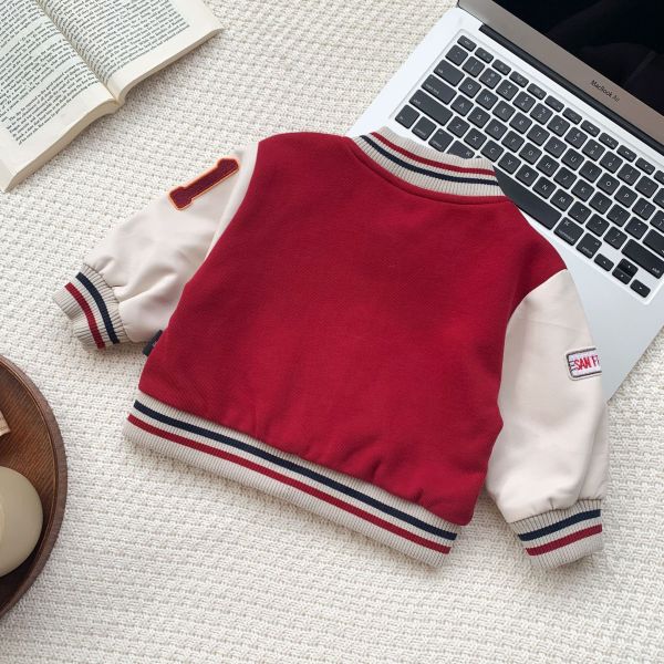 紅色小隊長胸章棒球外套 