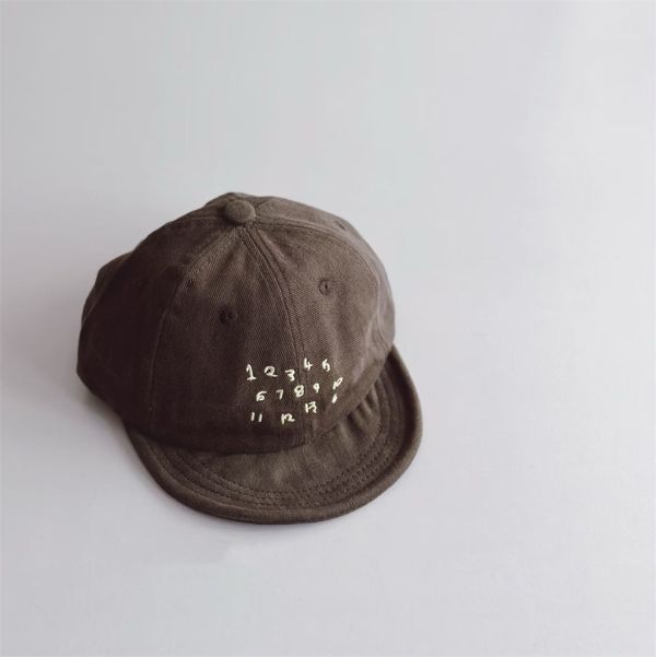 小小數字刺繡燈芯絨帽 