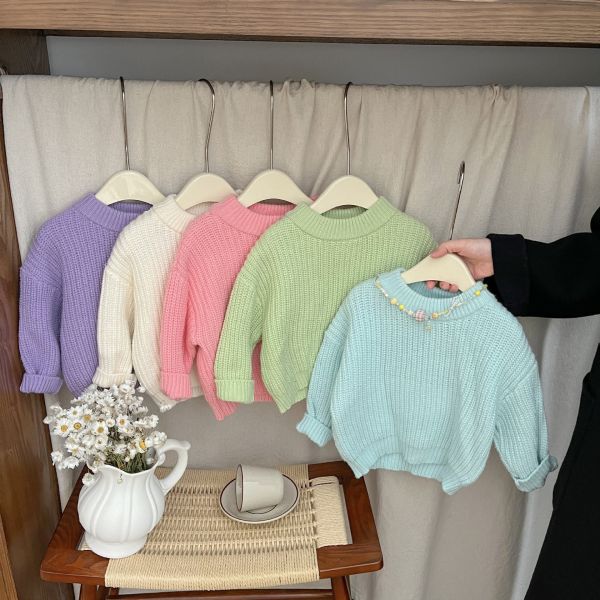 糖果色圓領針織毛衣 