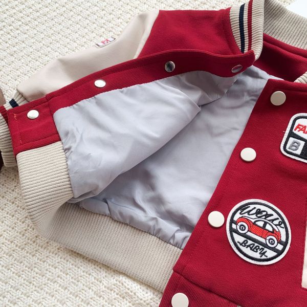 紅色小隊長胸章棒球外套 