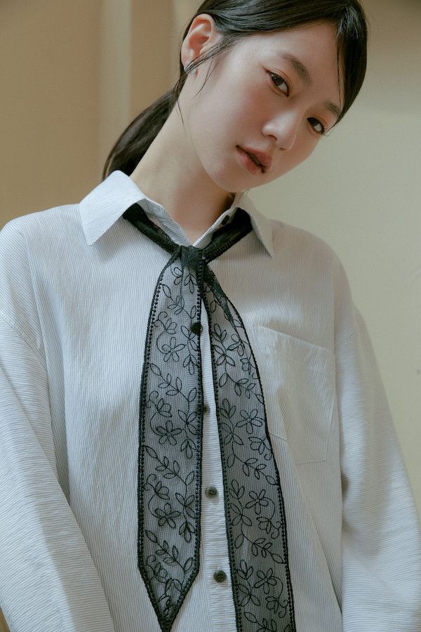 法式透紗蕾絲領巾(黑) 