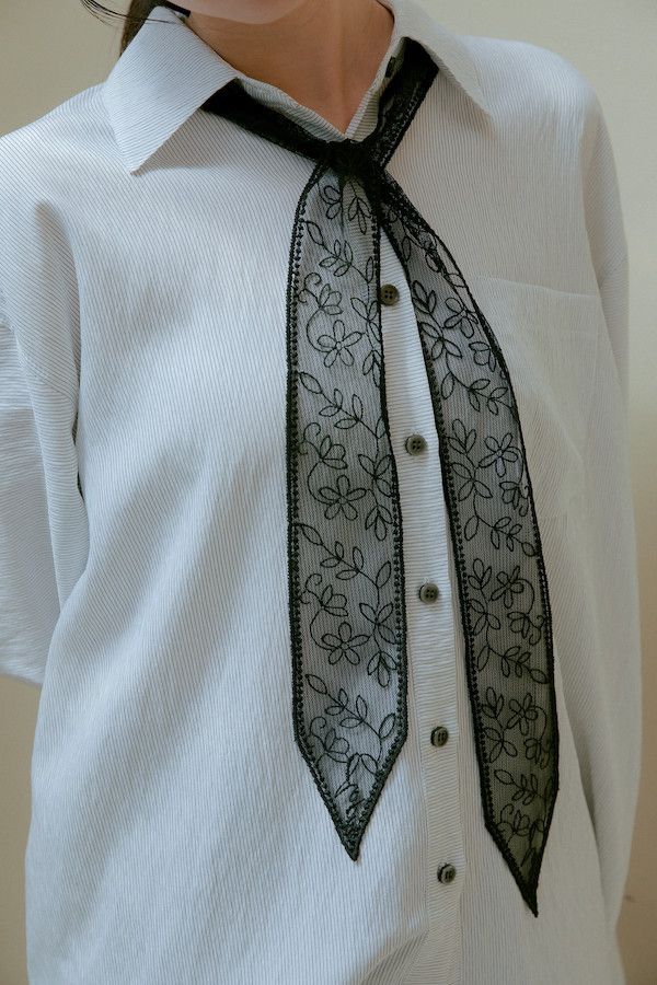 法式透紗蕾絲領巾(黑) 