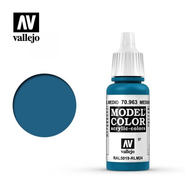西班牙 Acrylicos Vallejo AV水性漆 模型色彩 057 #70963 中階藍色 17ml 