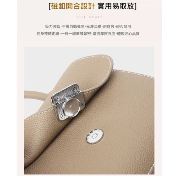 頭層牛皮素色翻蓋肩背手提包女包【LB1073】 