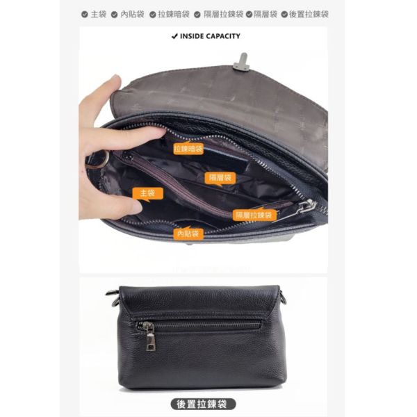 頭層牛皮雙背帶翻蓋肩背包女包【LB963】 