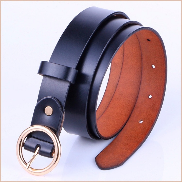 牛皮帶寬2.8CM女士針釦腰帶-圓釦【LL07】 