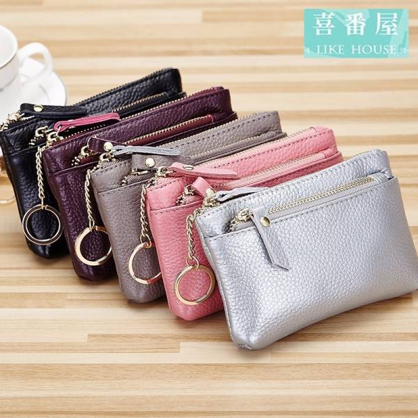 頭層荔枝紋牛皮3拉鍊零錢包【LH482】 