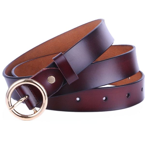 牛皮帶寬2.8CM女士針釦腰帶-圓釦【LL07】 