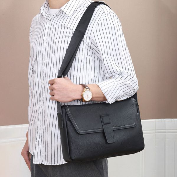 頭層牛皮翻蓋肩背包男包【LB1140】 
