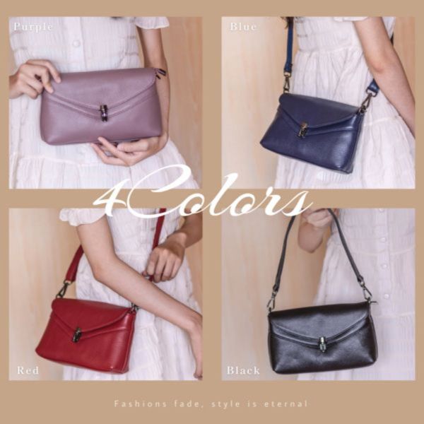 頭層牛皮雙背帶翻蓋肩背包女包【LB963】 