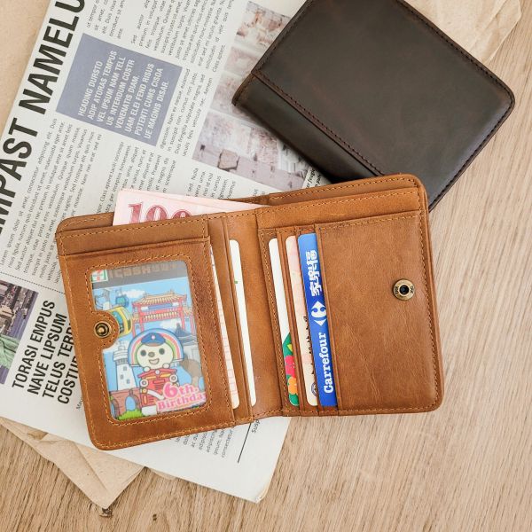 頭層牛皮短夾男夾【LH540】 