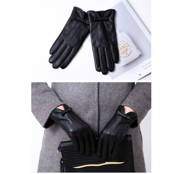 羊皮絨毛內襯可觸碰螢幕女士騎車手套【LGL12】 