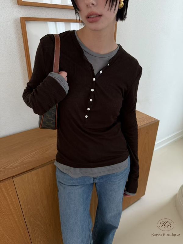 Fw66 秋季 微透膚絲質排扣衫 