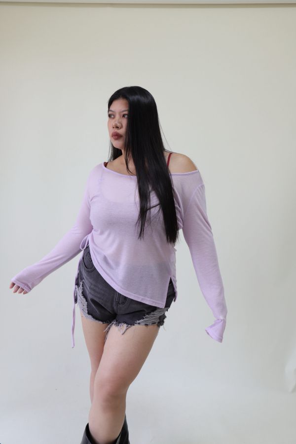 辣妹疊穿收腰微透防曬罩衫(紫) 