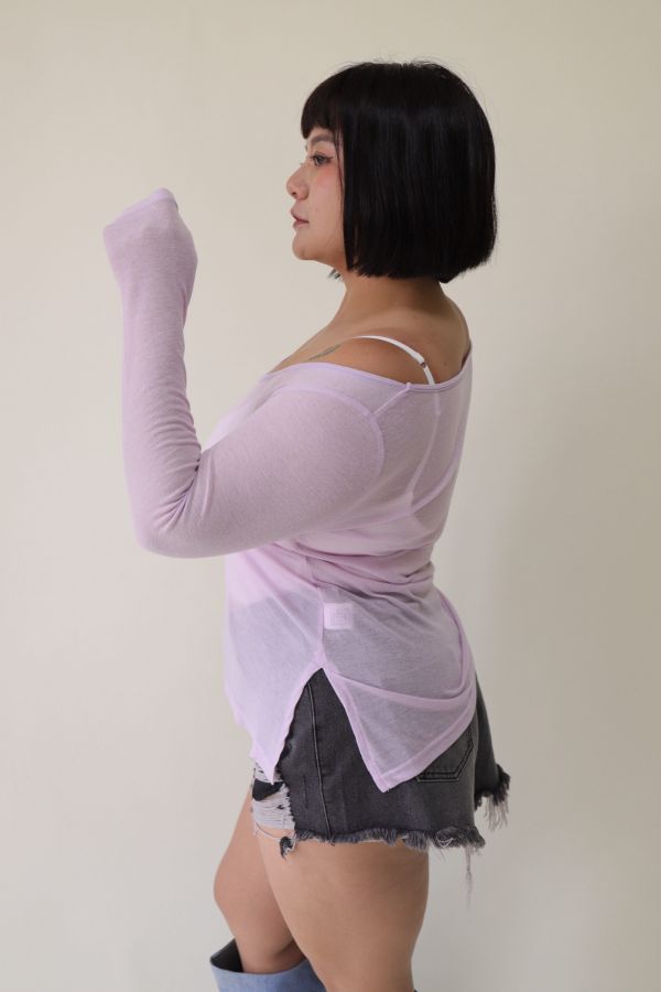 辣妹疊穿收腰微透防曬罩衫(紫) 