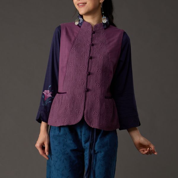 刺繡雙層布背心 