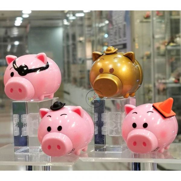 迪士尼 玩具總動員 火腿豬存錢筒附貼紙 環保扭蛋 公仔擺飾 皮克斯 4入組 