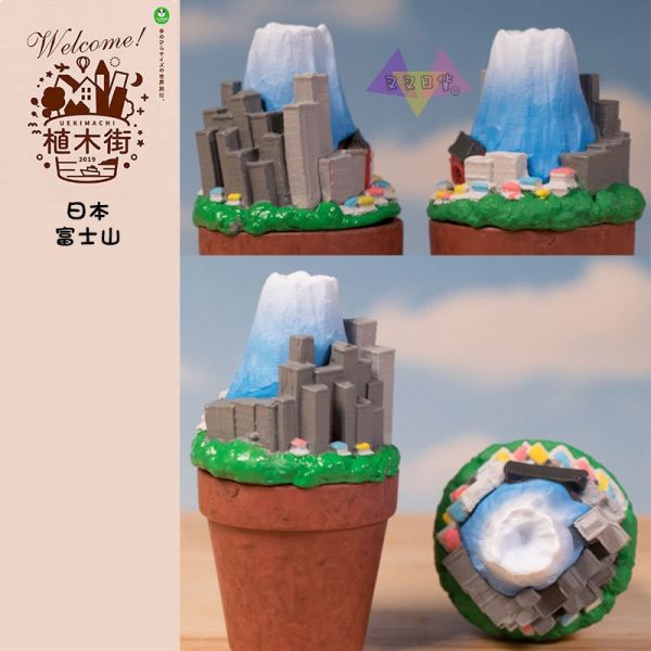 熊貓之穴植木街 盆栽上風景 各國知名景點 公仔擺飾扭蛋5入組 62694 