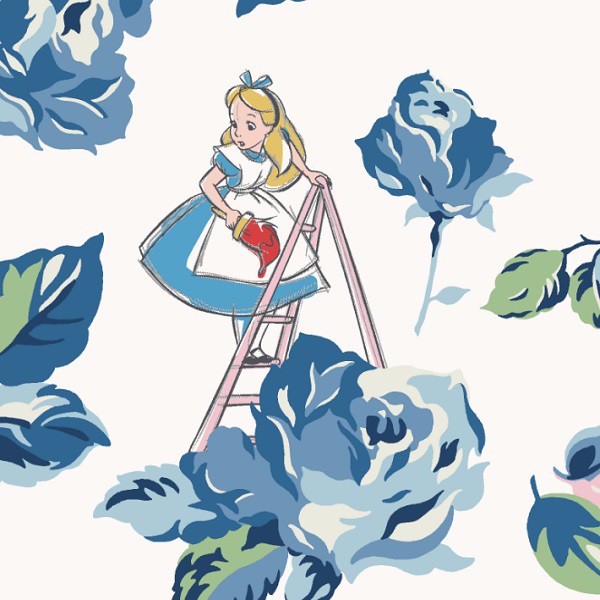 迪士尼愛麗絲向下墜燙金線條書籤4入組 日本製 