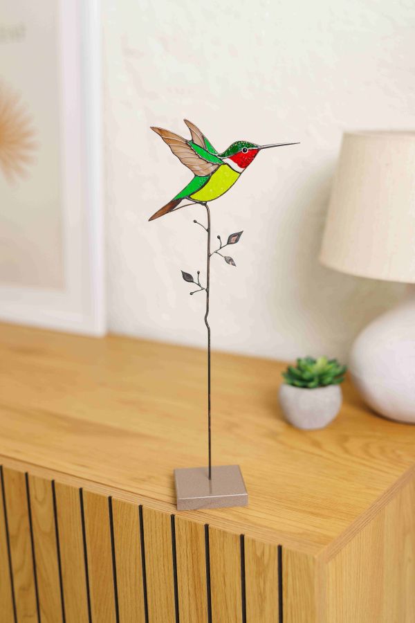 蜂鳥︱陽光捕手(底座) 捉光擺飾,居家裝飾,窗戶掛飾,捕夢者,花藝裝飾,陽光捕手,鑲嵌玻璃,情人節禮物,北歐風,花店,母親節禮物