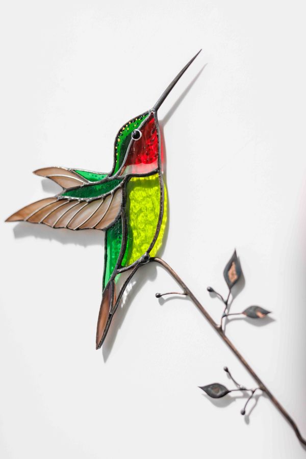 蜂鳥︱陽光捕手(底座) 捉光擺飾,居家裝飾,窗戶掛飾,捕夢者,花藝裝飾,陽光捕手,鑲嵌玻璃,情人節禮物,北歐風,花店,母親節禮物