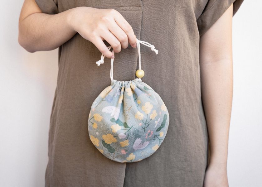 【抹茶冬之嵐-大圓圓束口袋】小物收納 / 萬用袋 Round Drawstring Bag 束口袋,束口包收納包,束繩包束繩袋,隨身包袋,包袋,旅行禮物,交換禮物