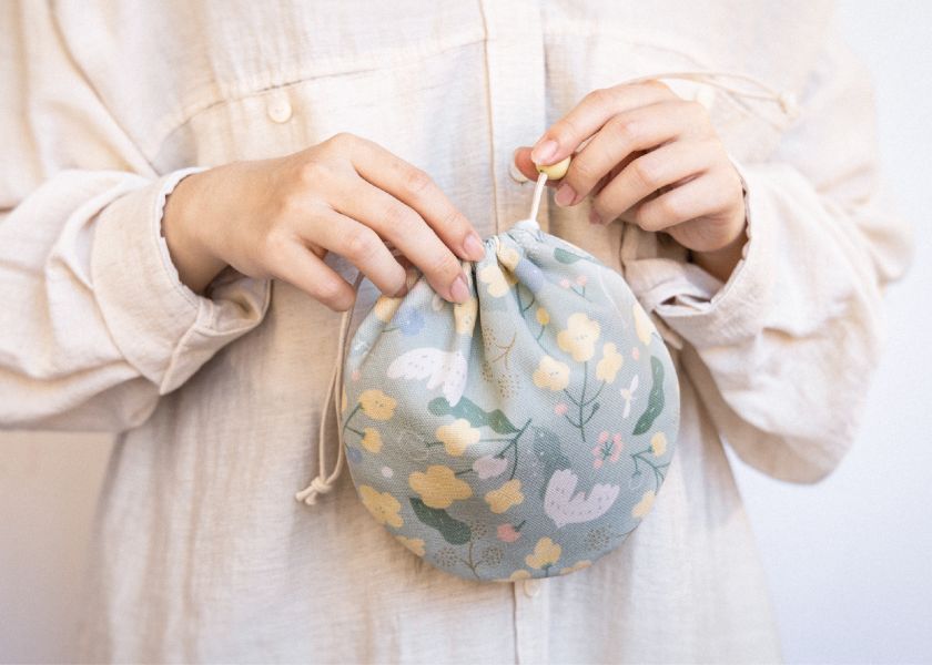 【抹茶冬之嵐-大圓圓束口袋】小物收納 / 萬用袋 Round Drawstring Bag 束口袋,束口包收納包,束繩包束繩袋,隨身包袋,包袋,旅行禮物,交換禮物