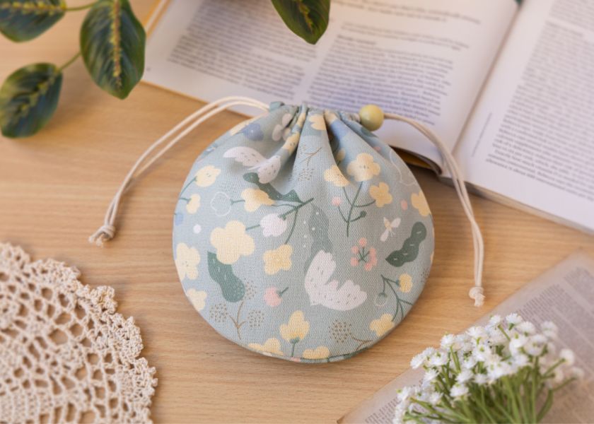 【抹茶冬之嵐-大圓圓束口袋】小物收納 / 萬用袋 Round Drawstring Bag 束口袋,束口包收納包,束繩包束繩袋,隨身包袋,包袋,旅行禮物,交換禮物