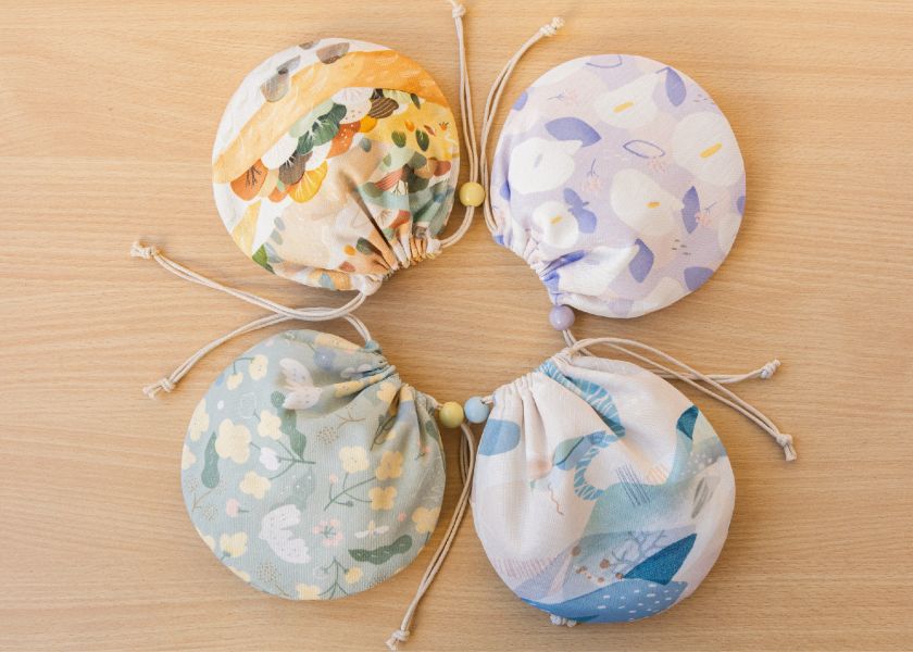 【抹茶冬之嵐-大圓圓束口袋】小物收納 / 萬用袋 Round Drawstring Bag 束口袋,束口包收納包,束繩包束繩袋,隨身包袋,包袋,旅行禮物,交換禮物