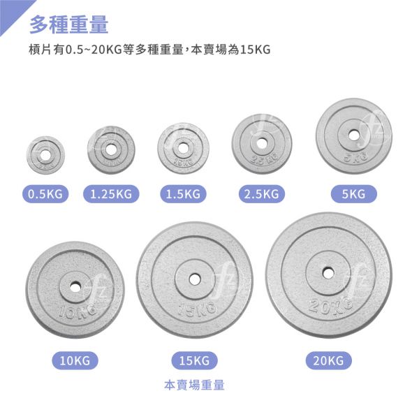 A1-15-15KG 灰烤槓片15KG（孔徑27mm）/二入 