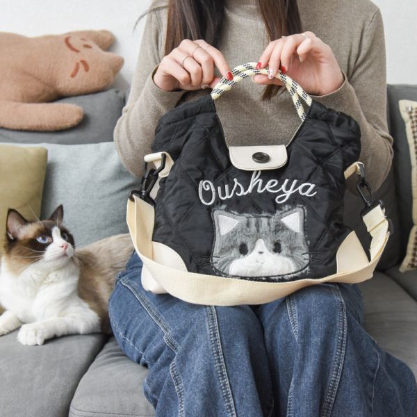 【貓奴必收款】高級感貓咪斜跨手提包 共三色 