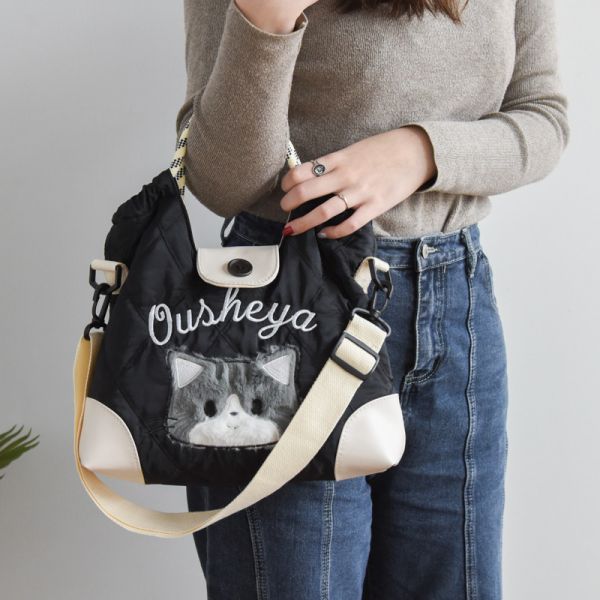 【貓奴必收款】高級感貓咪斜跨手提包 共三色 
