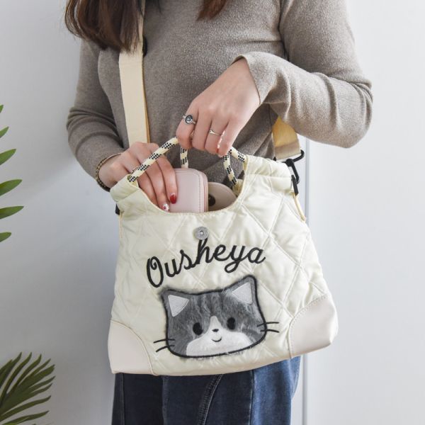 【貓奴必收款】高級感貓咪斜跨手提包 共三色 