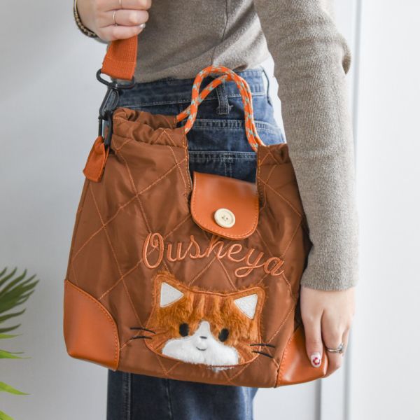 【貓奴必收款】高級感貓咪斜跨手提包 共三色 