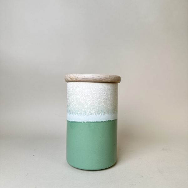 白綠陶瓷儲物罐 