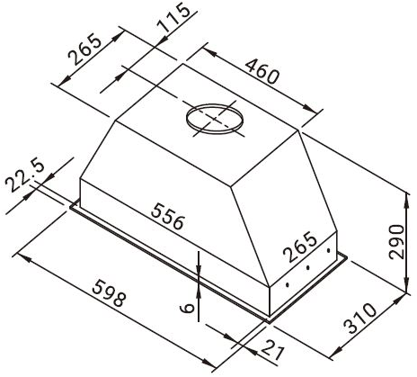 VR7010S-油煙機-Svago-60cm-隱藏式-全隱藏平整設計融入櫥櫃-清潔鎖定功能-5分鐘延遲關機-不鏽鋼油網防油滴設計-尺寸